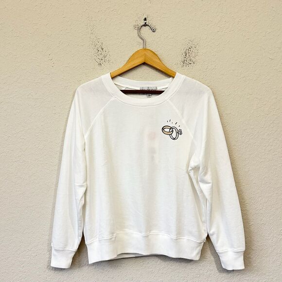 WILDFOX Getting Acquainted Sommers Sweatshirt Vanilla Graphic Print NWT - Picture 1 of 12
